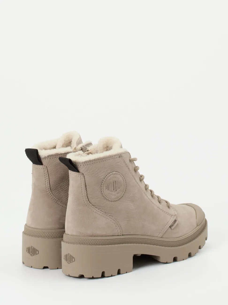 Palladium – Schnürboots aus Nubukleder beigegrau