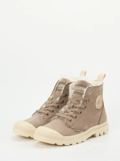 Palladium – Stiefelette aus Nubukleder in Taupe