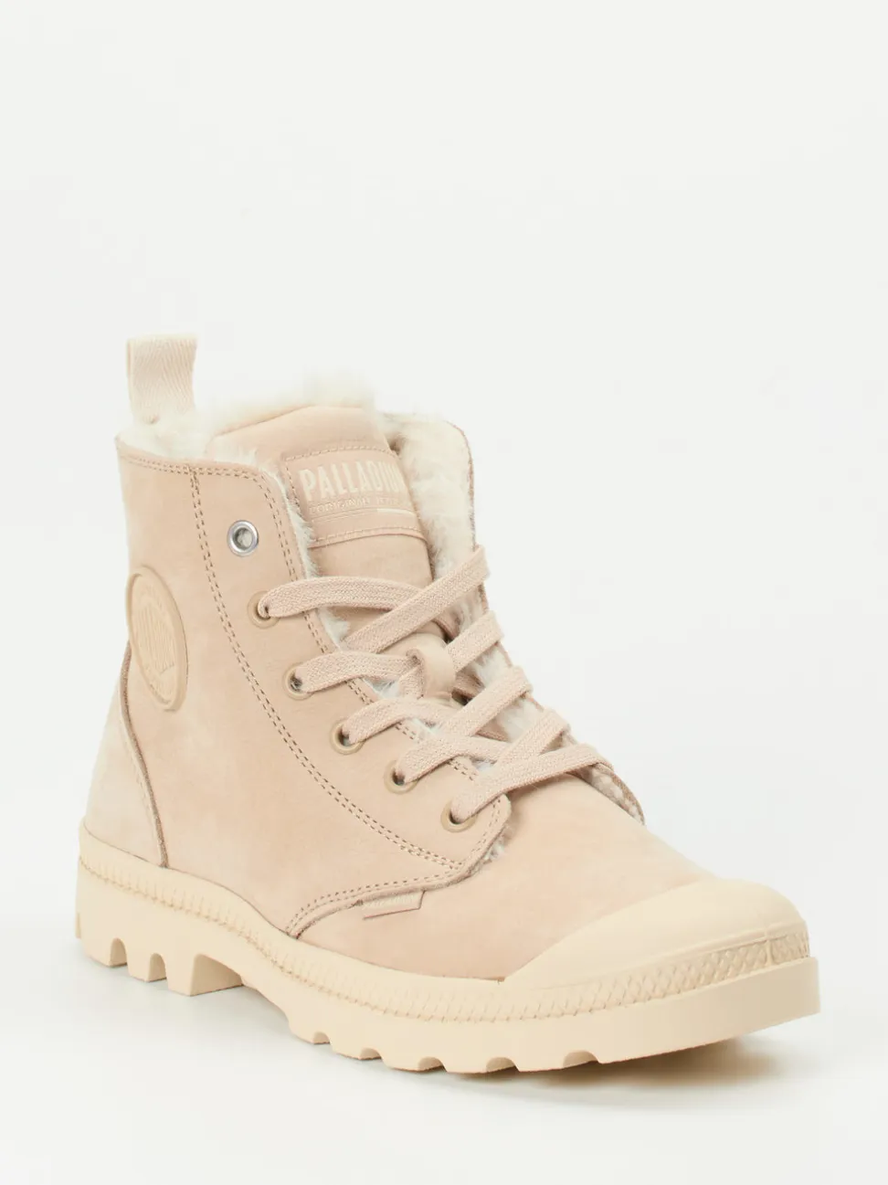 Palladium – Stiefeletten aus Nubukleder beige