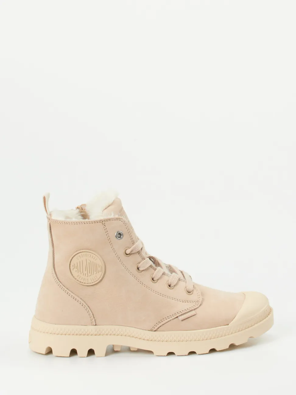 Palladium – Stiefeletten aus Nubukleder beige