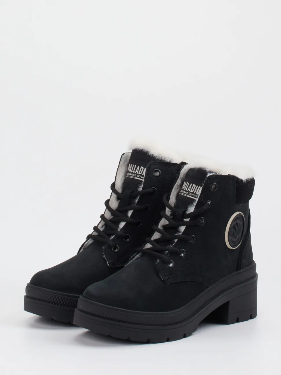 Palladium – Stiefeletten aus Veloursleder Schwarz
