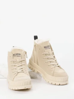 Palladium – Winter-Sneakerboots aus Veloursleder beige