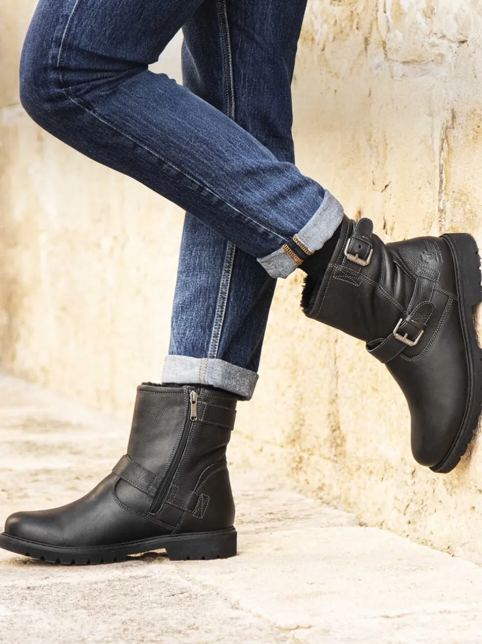 Panama Jack – Biker Boots aus Fettleder schwarz
