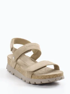 Panama Jack – Keilsandalette aus Veloursleder taupe