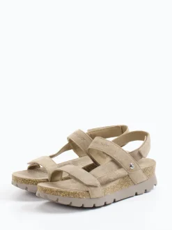Panama Jack – Keilsandalette aus Veloursleder taupe