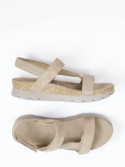 Panama Jack – Keilsandalette aus Veloursleder taupe