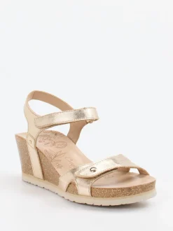 Panama Jack – Keilsandalette aus Metallicleder goldfarben