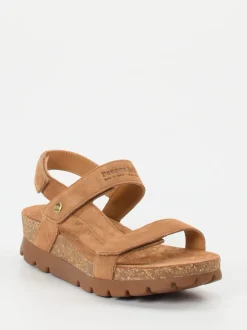 Panama Jack – Keilsandalette aus Veloursleder cognacbraun