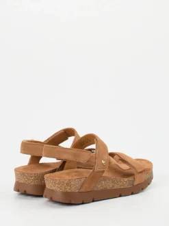Panama Jack – Keilsandalette aus Veloursleder cognacbraun
