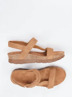 Panama Jack – Keilsandalette aus Veloursleder cognacbraun