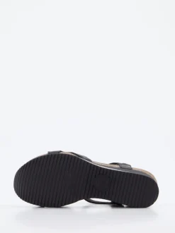 Panama Jack – Keilsandalette aus Lammleder schwarz