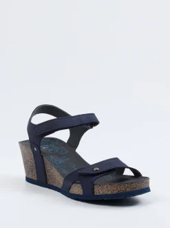 Panama Jack – Keilsandalette aus Nubukleder blau