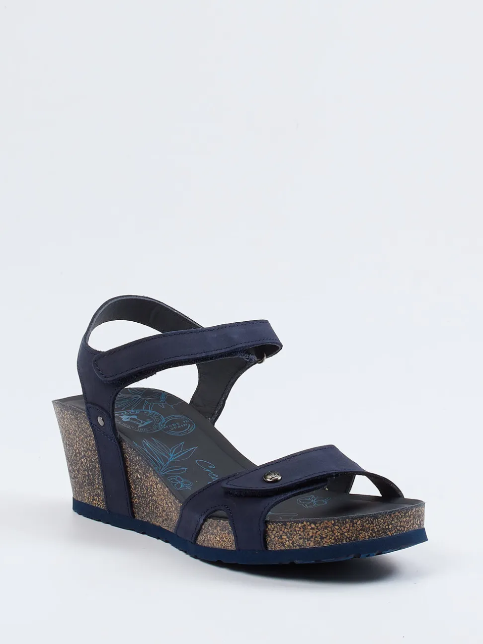 Panama Jack – Keilsandalette aus Nubukleder blau