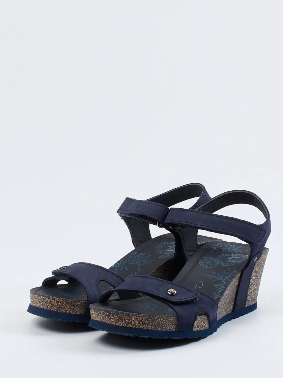 Panama Jack – Keilsandalette aus Nubukleder blau