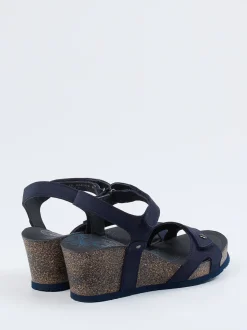 Panama Jack – Keilsandalette aus Nubukleder blau