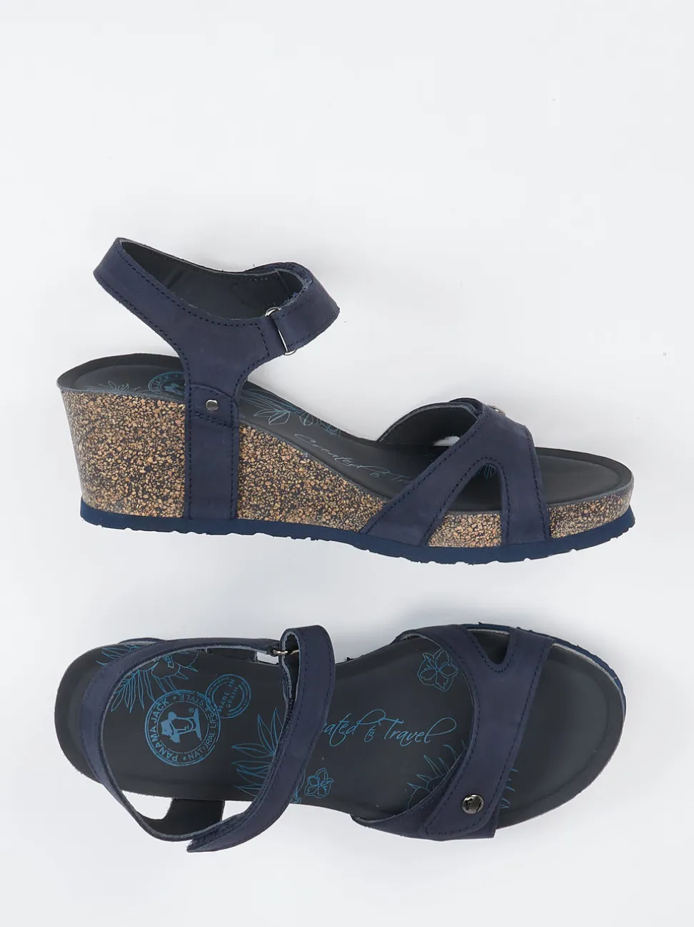 Panama Jack – Keilsandalette aus Nubukleder blau