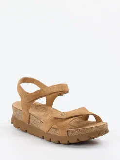 Panama Jack – Keilsandalette aus Veloursleder cognac