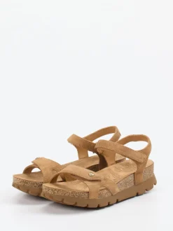Panama Jack – Keilsandalette aus Veloursleder cognac