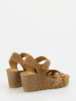 Panama Jack – Keilsandalette aus Veloursleder cognac