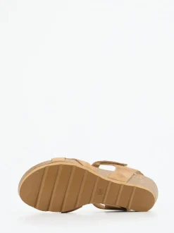 Panama Jack – Keilsandalette aus Veloursleder cognac