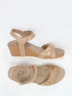 Panama Jack – Keilsandalette aus Lammleder braun