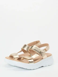 Panama Jack – Plateau-Sandalen aus Kalbleder goldfarben