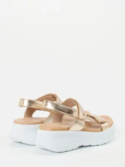Panama Jack – Plateau-Sandalen aus Kalbleder goldfarben