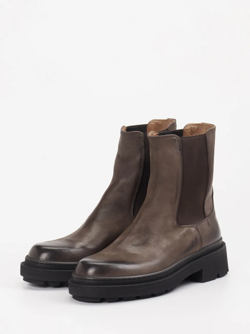 Pantanetti – Chelsea Boots aus Leder in Schlammgrau