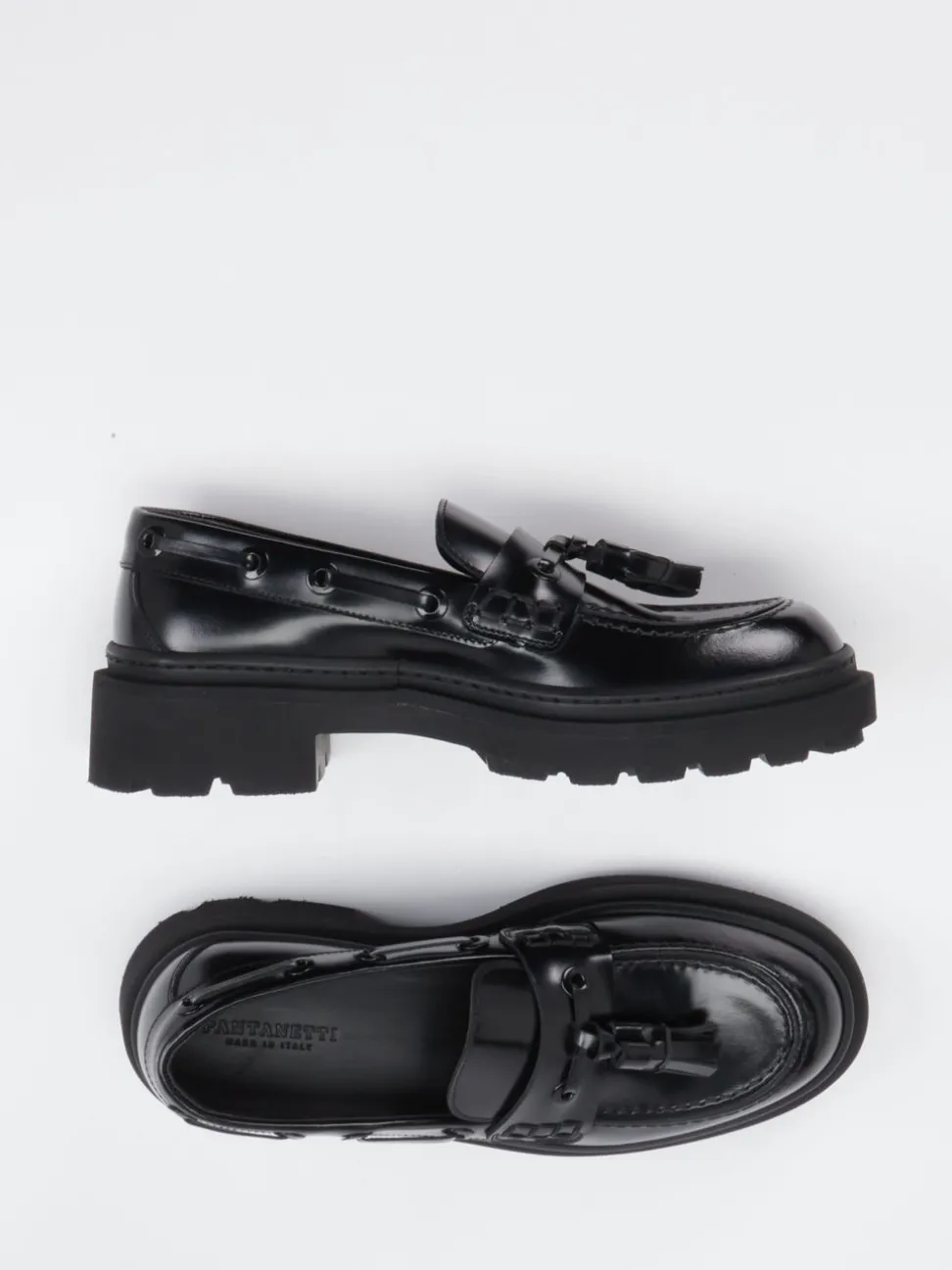 Pantanetti – Chunky-Loafer aus schwarzem Glattleder