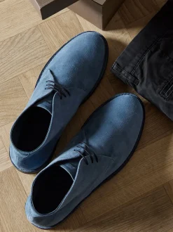 Pantanetti – Desert Boots aus Veloursleder Jeansblau