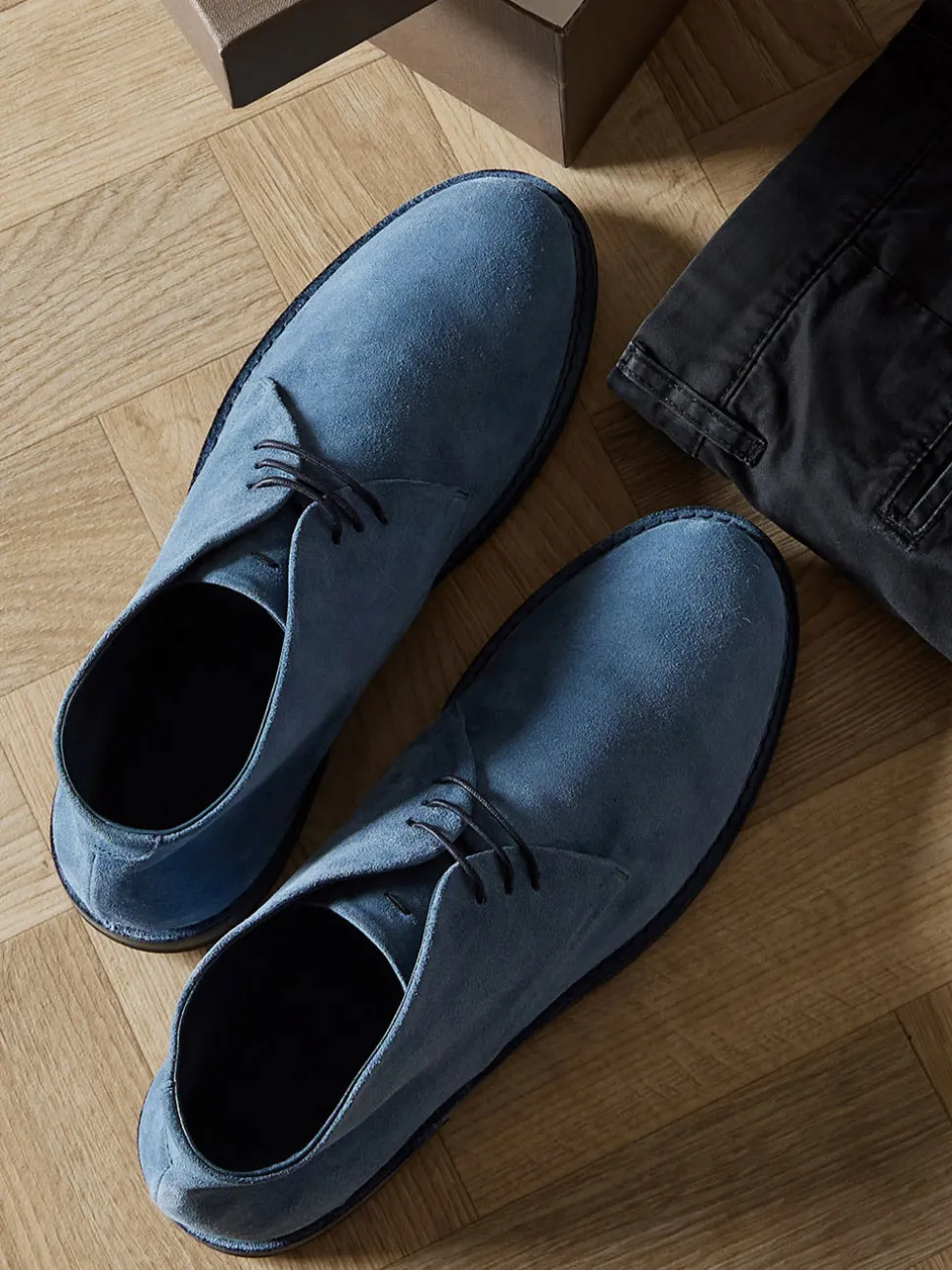 Pantanetti – Desert Boots aus Veloursleder Jeansblau