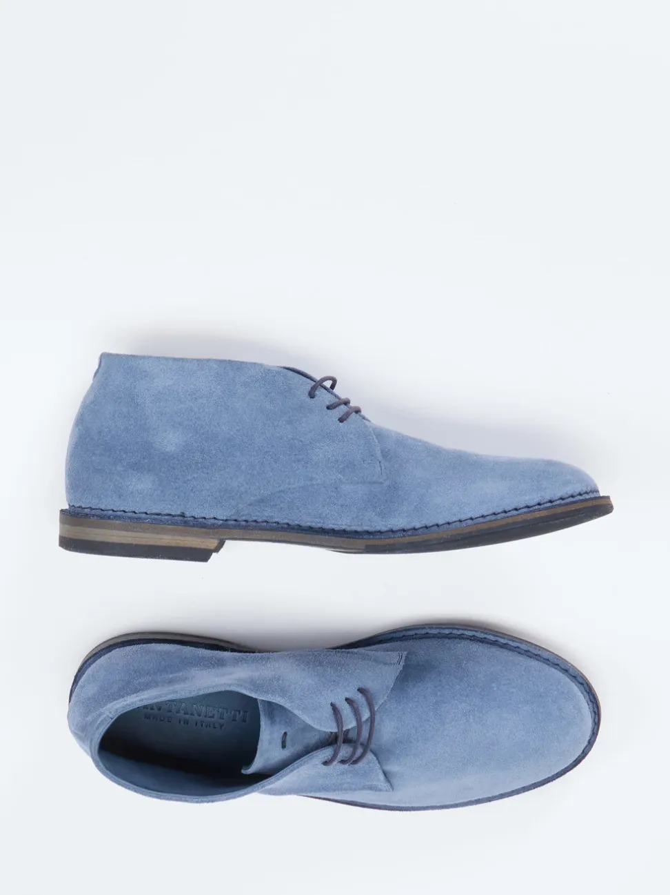 Pantanetti – Desert Boots aus Veloursleder Jeansblau