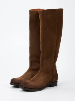 Pantanetti – Kniehohe Stiefel aus Veloursleder Braun