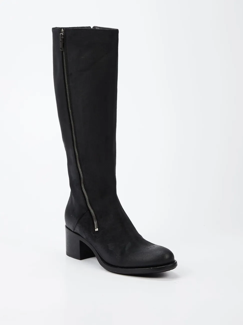 Pantanetti – Kniestiefel aus Veloursleder Schwarz