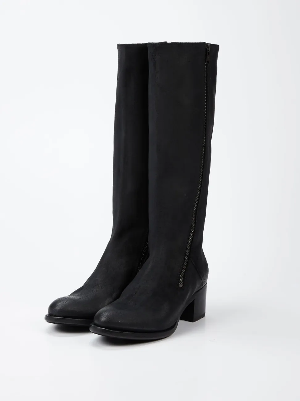 Pantanetti – Kniestiefel aus Veloursleder Schwarz