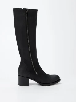 Pantanetti – Kniestiefel aus Veloursleder Schwarz
