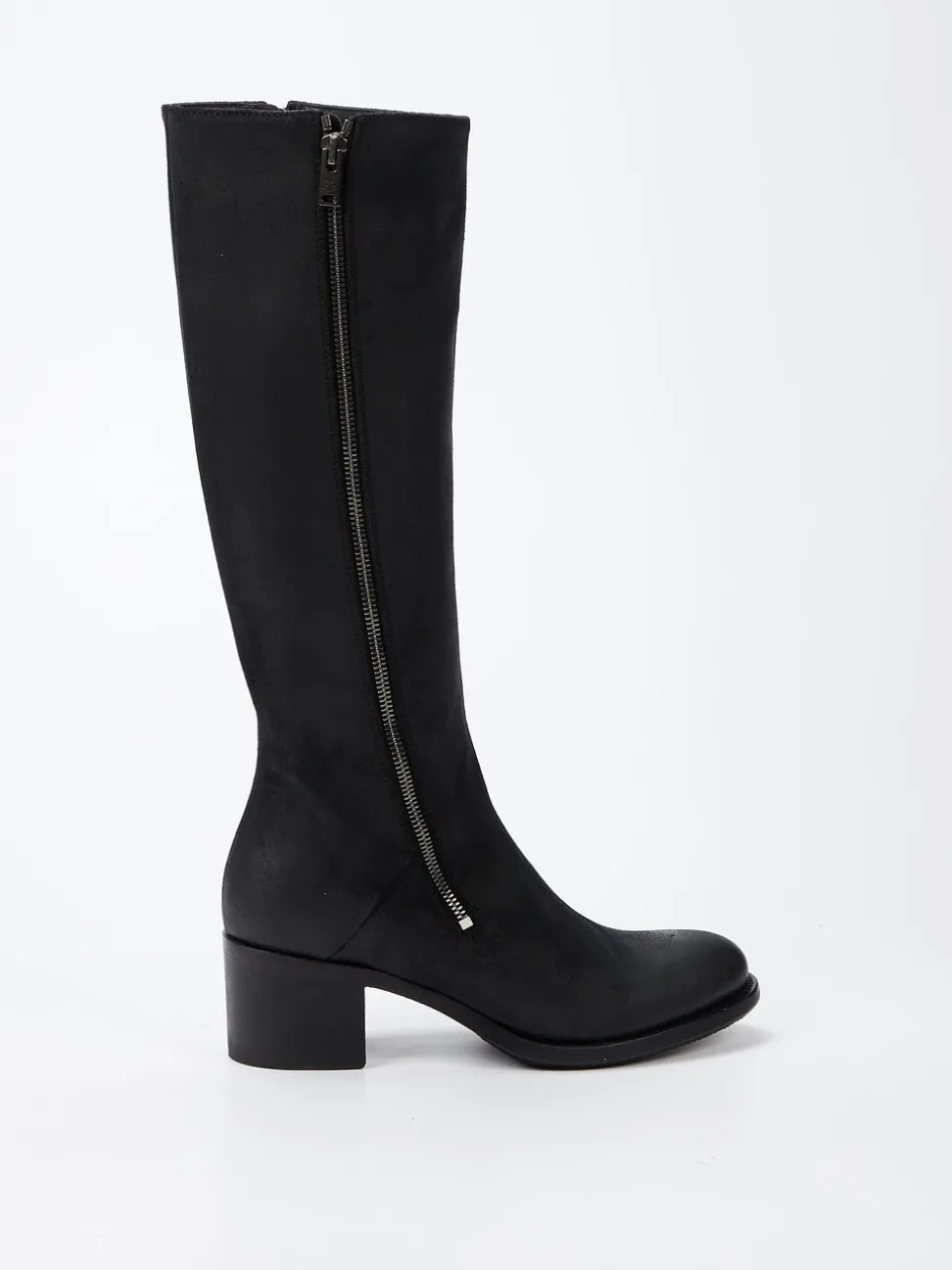 Pantanetti – Kniestiefel aus Veloursleder Schwarz