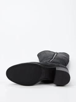Pantanetti – Kniestiefel aus Veloursleder Schwarz