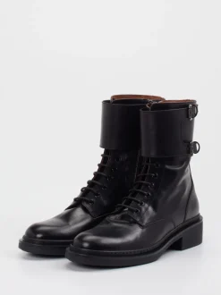 Pantanetti – Schnürboots aus Lammleder schwarz glänzend