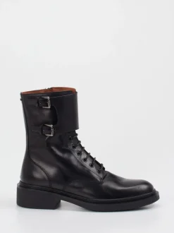 Pantanetti – Schnürboots aus Lammleder schwarz glänzend