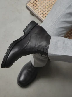 Pantanetti – Schnürboots aus Kalbleder in Anthrazit