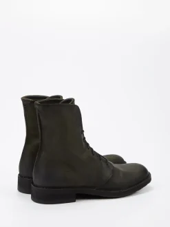 Pantanetti – Schnürstiefelette aus Veloursleder in Oliv