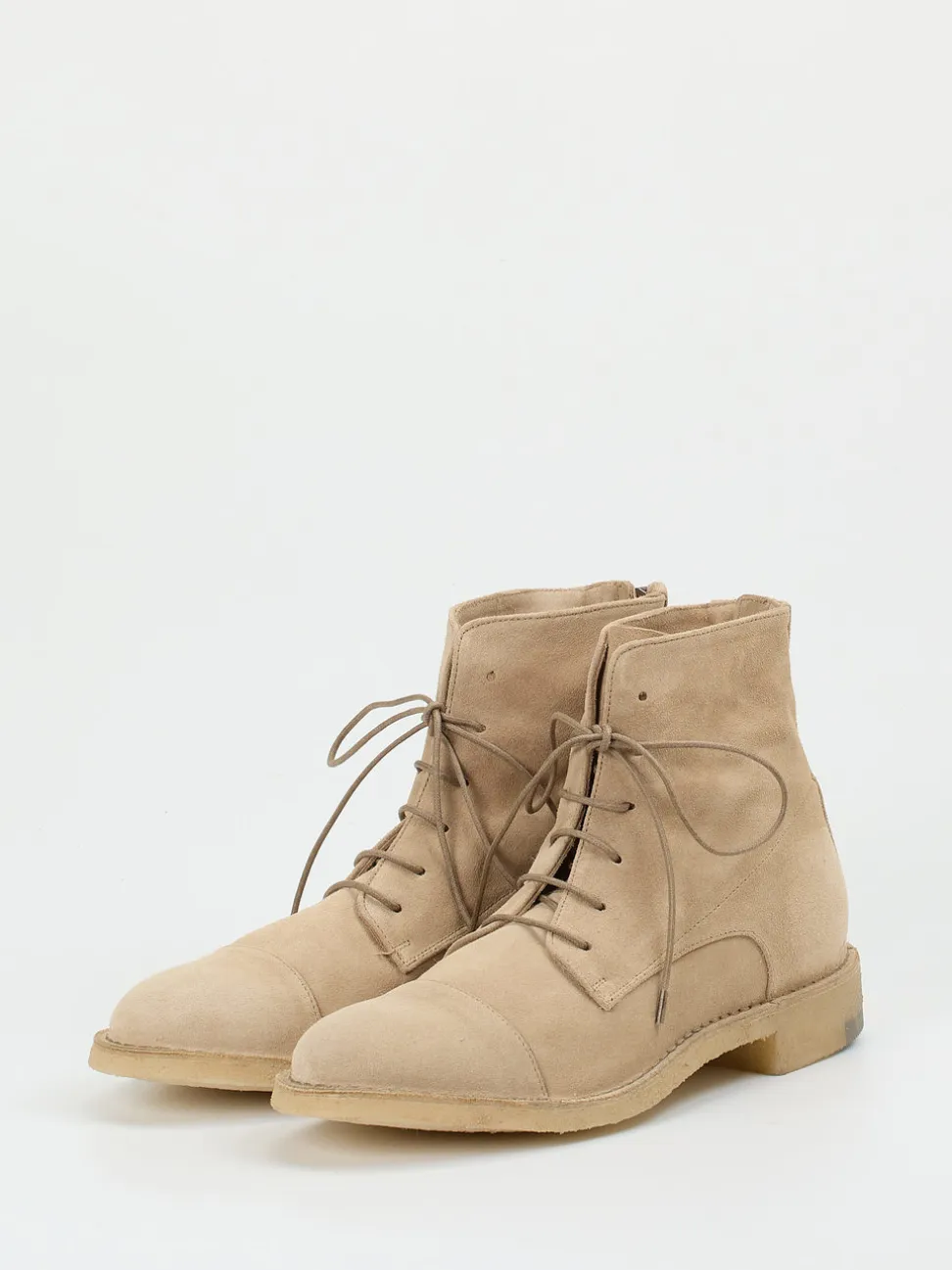 Pantanetti – Schnürstiefelette aus Veloursleder beige