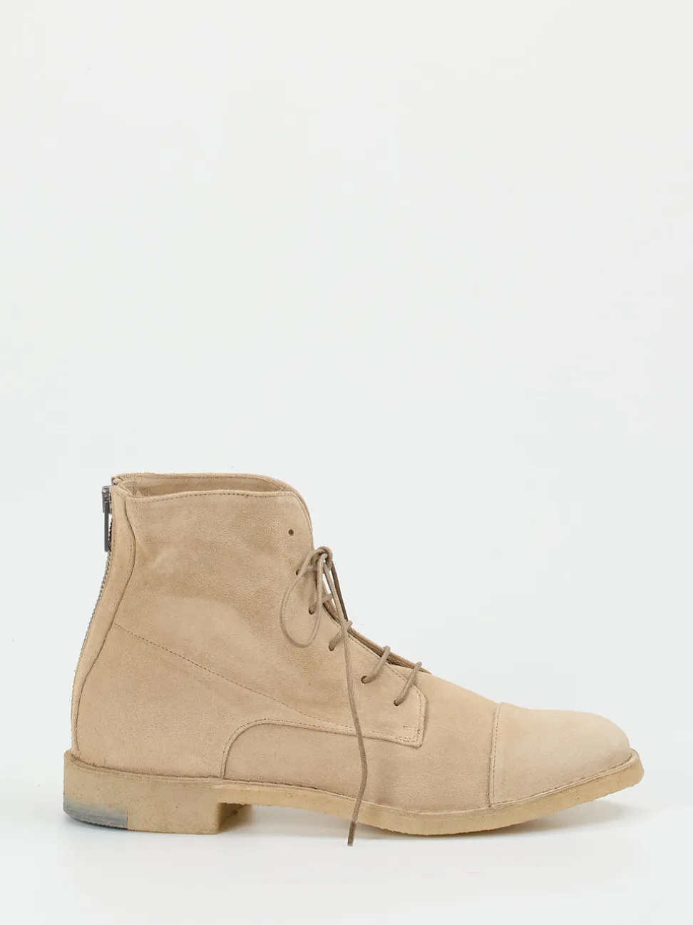 Pantanetti – Schnürstiefelette aus Veloursleder beige