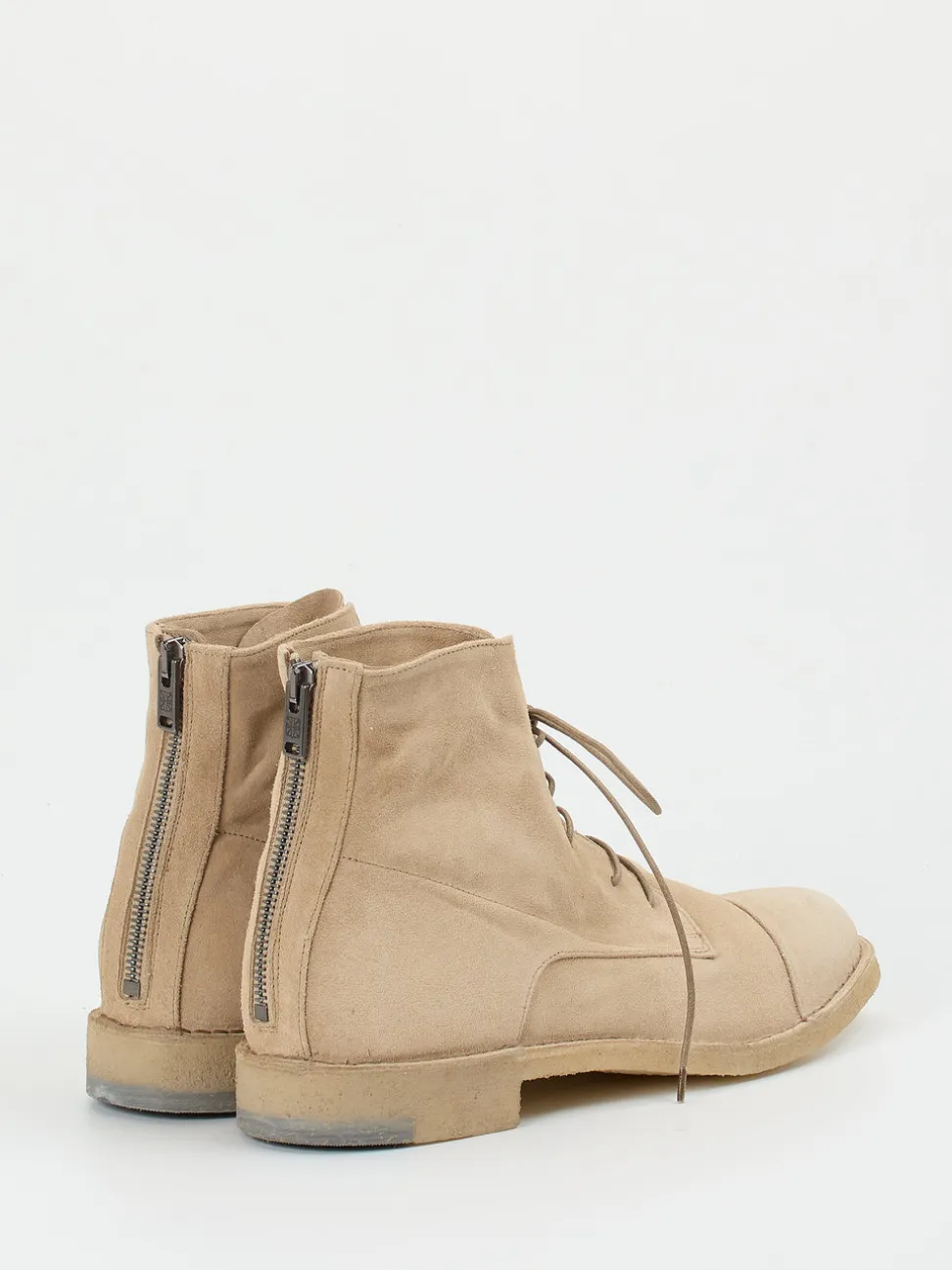 Pantanetti – Schnürstiefelette aus Veloursleder beige