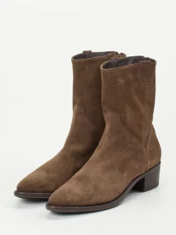 Pantanetti – Western-Stiefeletten aus Veloursleder Braun
