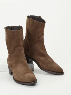 Pantanetti – Western-Stiefeletten aus Veloursleder Braun