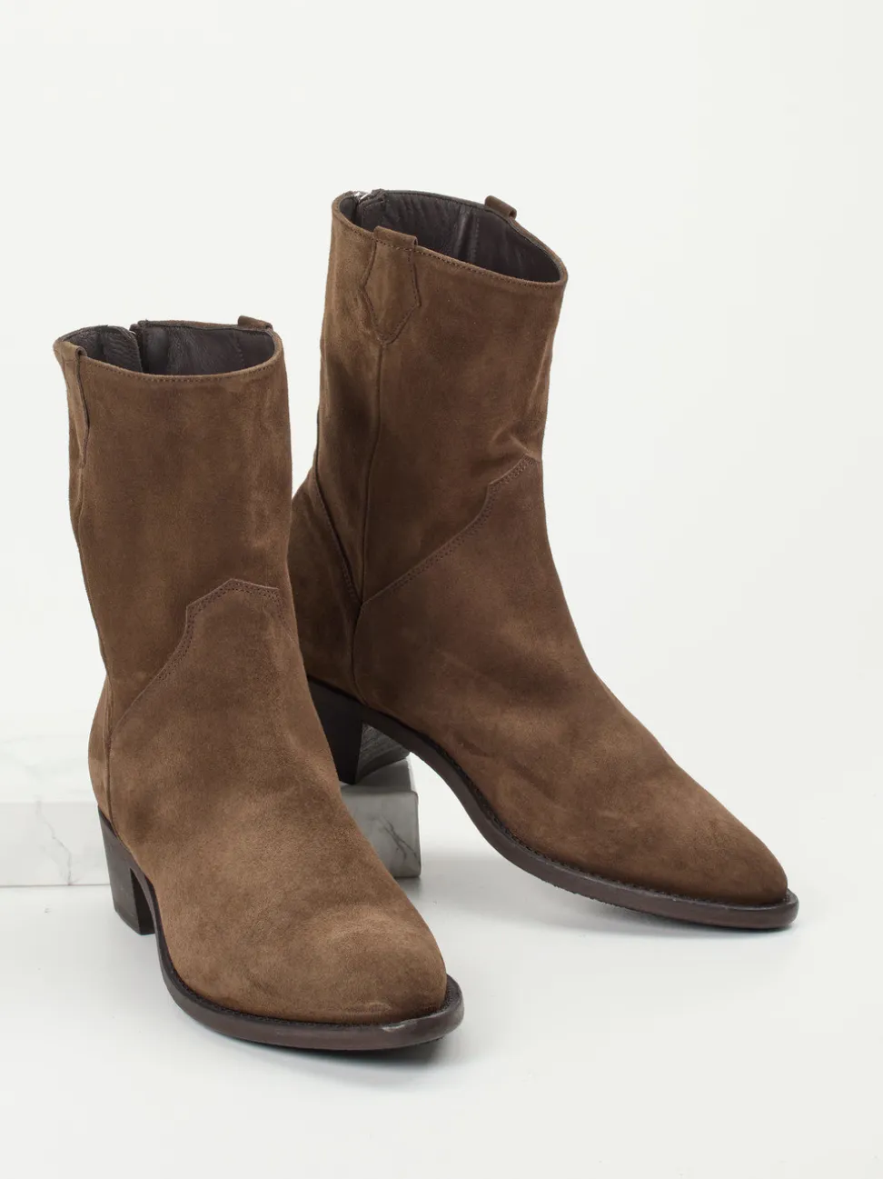 Pantanetti – Western-Stiefeletten aus Veloursleder Braun
