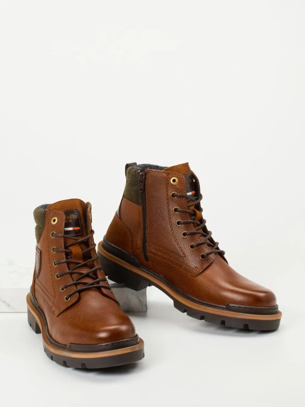 Pantofola d’Oro – Schnürboots aus Kalbleder cognacbraun