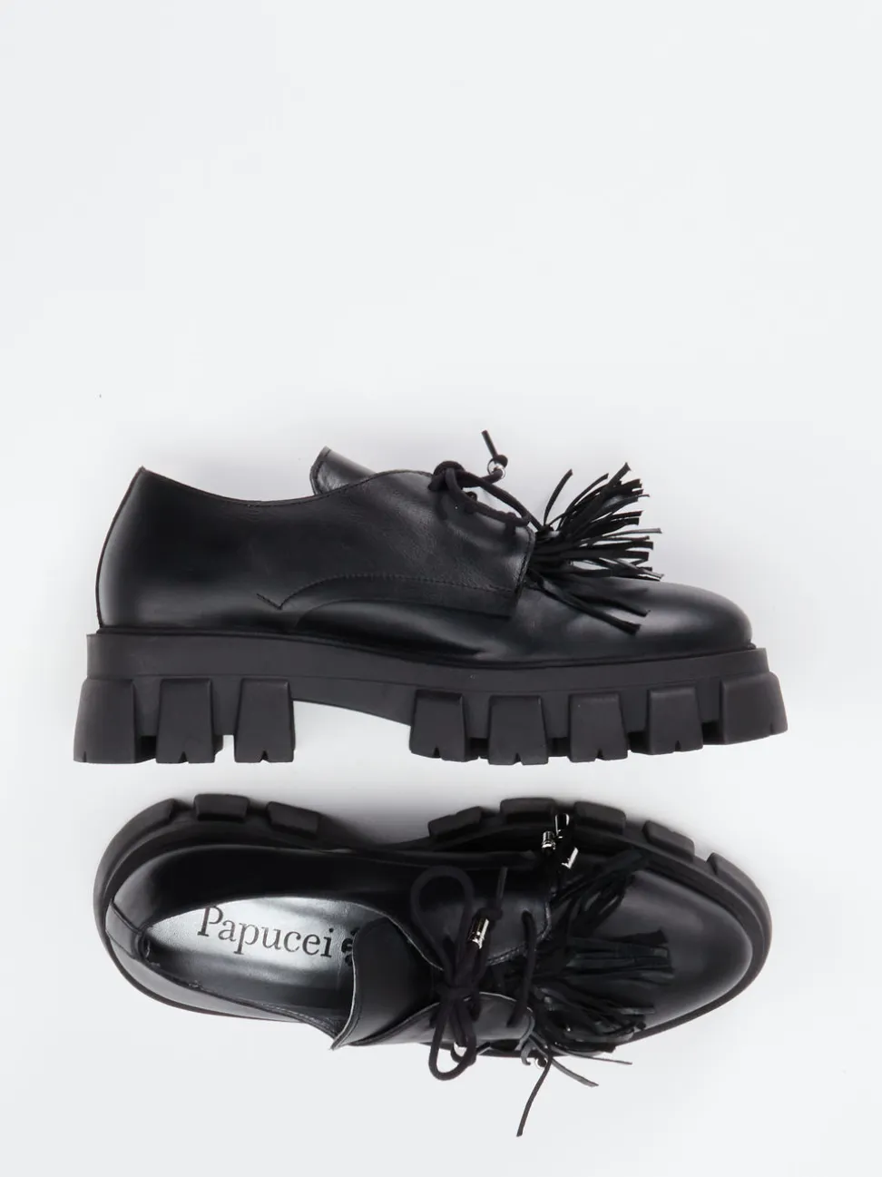 Papucei – Chunky Derbys aus Kalbleder in Schwarz